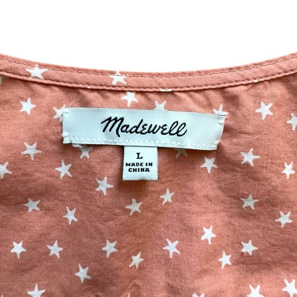 MADEWELL | NWOT STAR SCATTER PURE COTTON TOP WRAP & TIE FRONT PEACH | LARGE - Picture 11 of 12